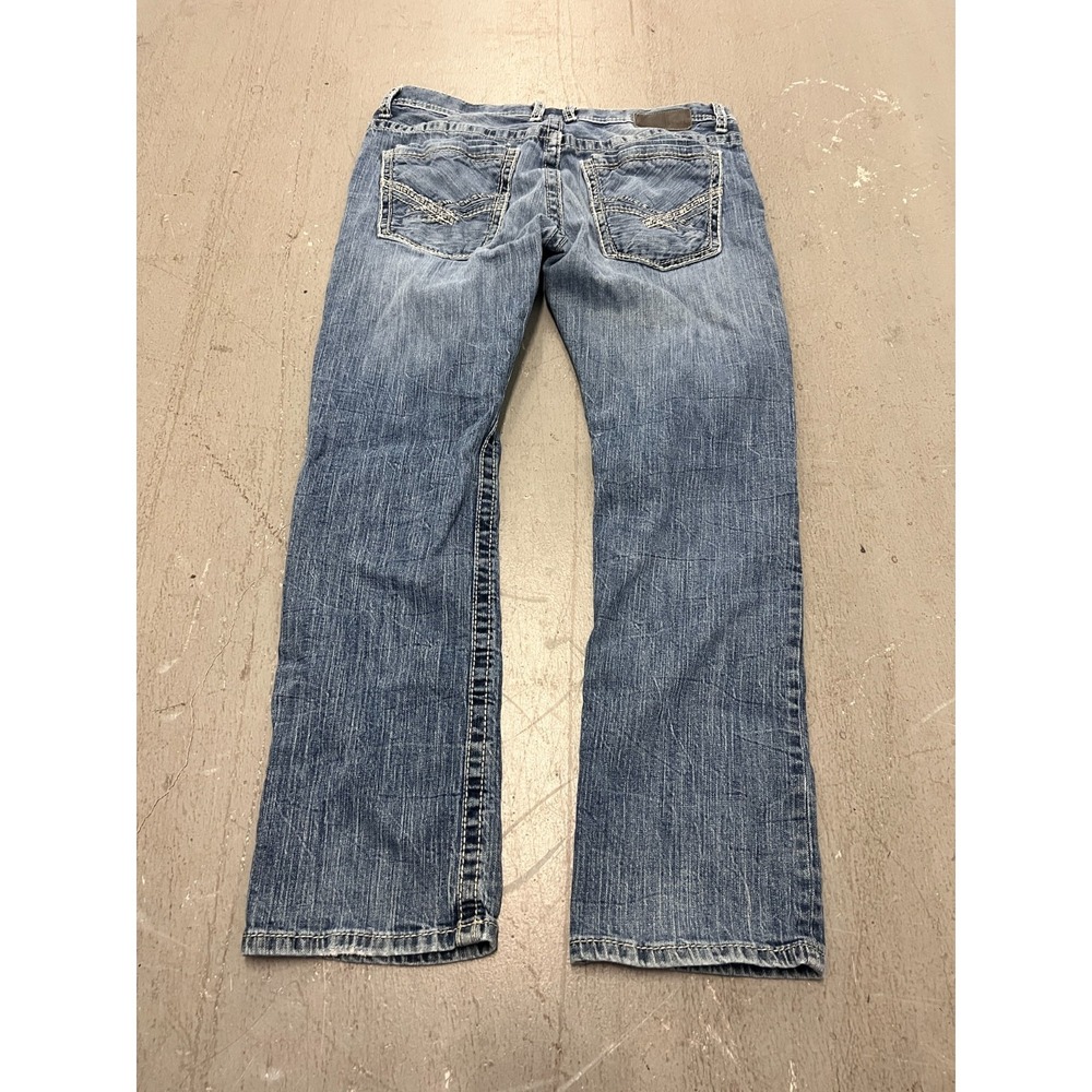 Buckle BKE Denim Straight Carter Jeans Men's Blue Denim Stretch Zip Fly - 34S - Picture 8 of 14